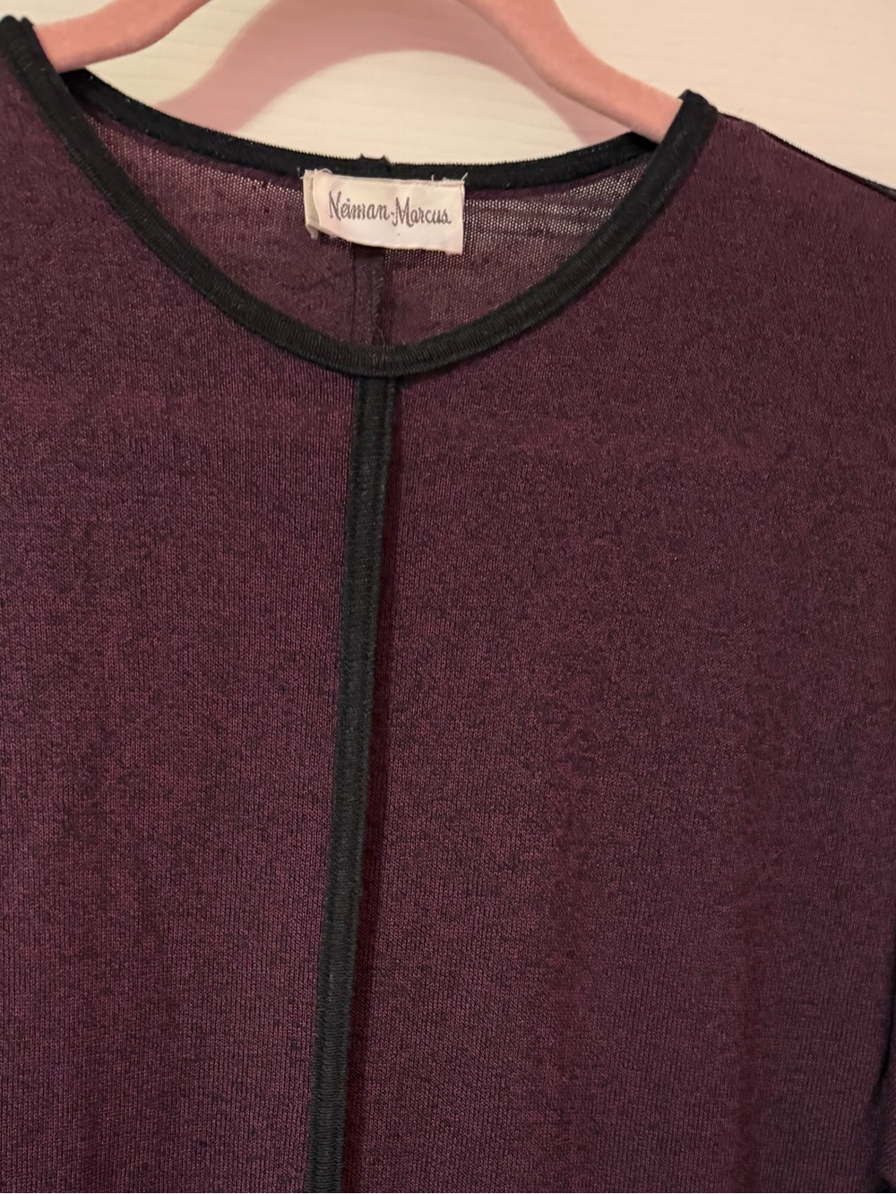 Neiman Marcus Plum Long-Sleeve Fit & Flare Knit Rib Dress - Picture 2 of 5